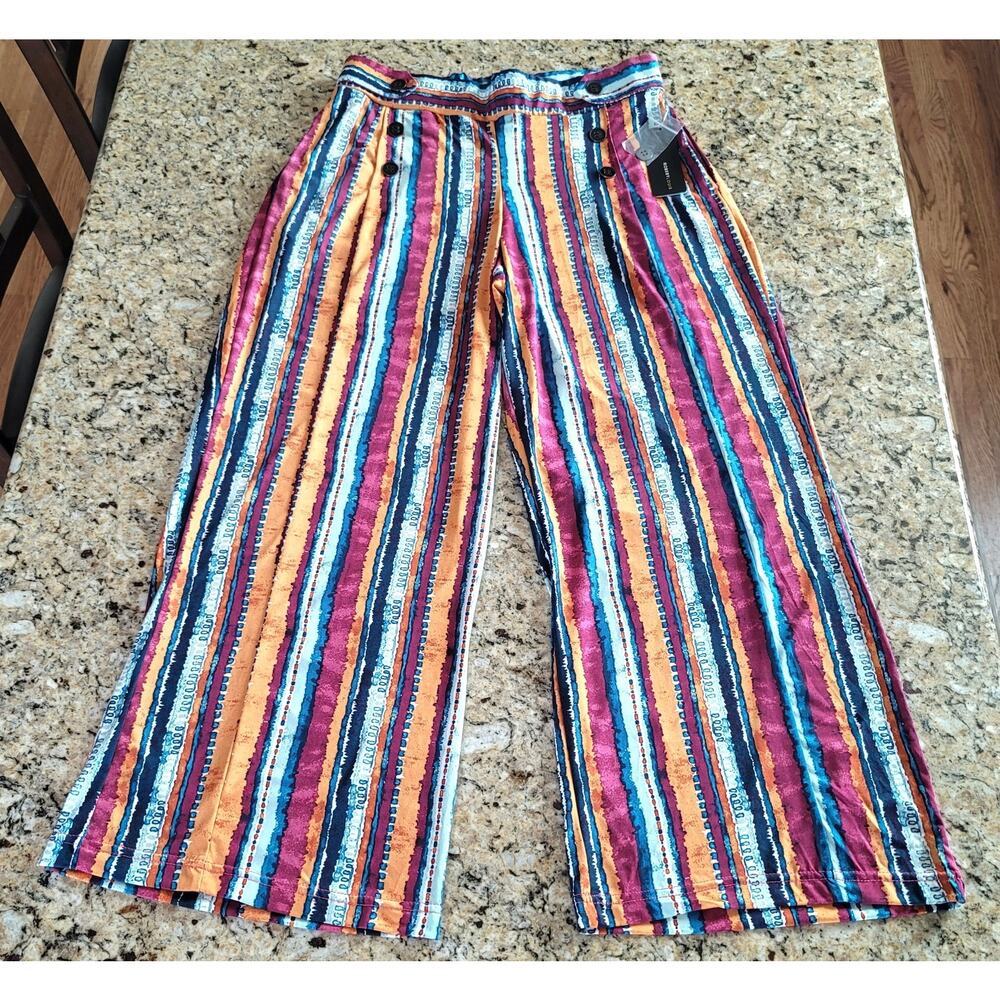 Robert Louis Women's Stretch Loose/Wide Leg Coral/Teal Pants w/ Pockets Sz: PL - Picture 11 of 16
